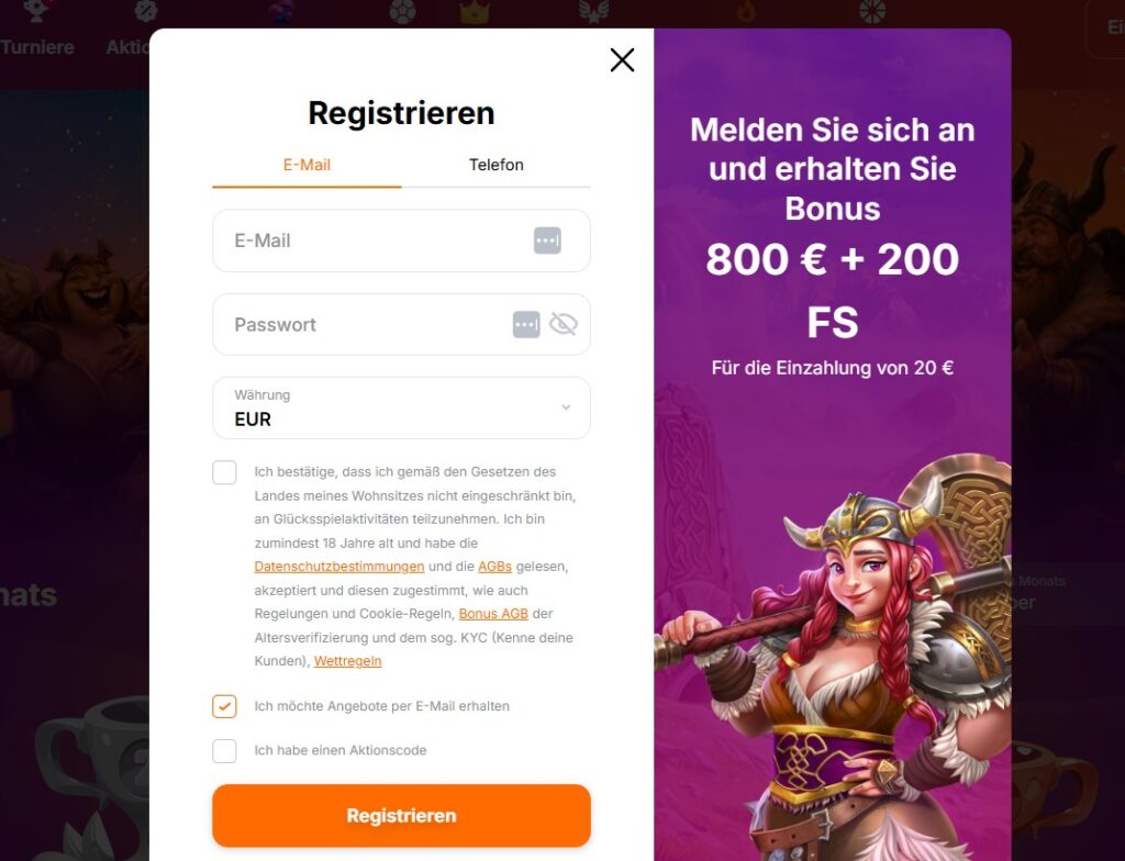 Registrierung Hitnspin